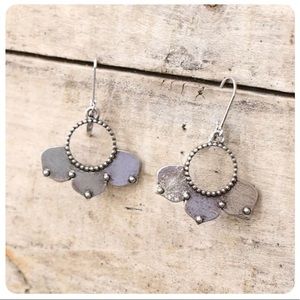 Silver Bohemian Style Flower Petal Earrings